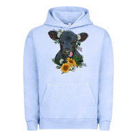 Pigment Grape Ice baby cow black angus calf with flowers Urban Hoodie - RanaPortraitStore