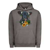 Pigment Tornado baby cow black angus calf with flowers Urban Hoodie - RanaPortraitStore