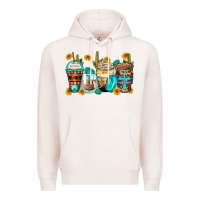 Pale Pink blessed coffee cups Premium Hoodie - Zillion Design Studio