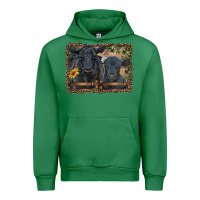 Emerald western black angus cattle and calf with leopard Urban Hoodie - RanaPortraitStore