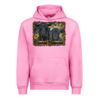 Fuchsia Pink western black angus cattle and calf with leopard Urban Hoodie - RanaPortraitStore