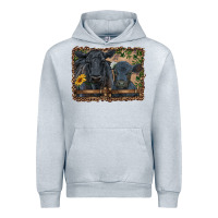 Heather Grey western black angus cattle and calf with leopard Urban Hoodie - RanaPortraitStore