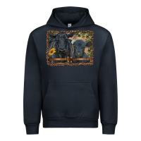 Navy western black angus cattle and calf with leopard Urban Hoodie - RanaPortraitStore