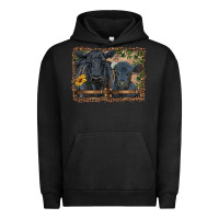 Pigment Black western black angus cattle and calf with leopard Urban Hoodie - RanaPortraitStore