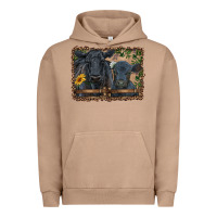 Pigment Burro western black angus cattle and calf with leopard Urban Hoodie - RanaPortraitStore