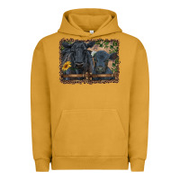 Pigment Peanut Butter western black angus cattle and calf with leopard Urban Hoodie - RanaPortraitStore
