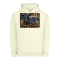 Pigment Pistachio western black angus cattle and calf with leopard Urban Hoodie - RanaPortraitStore