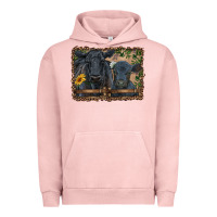 Pigment Salmon western black angus cattle and calf with leopard Urban Hoodie - RanaPortraitStore