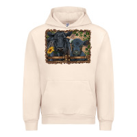 Sandshell western black angus cattle and calf with leopard Urban Hoodie - RanaPortraitStore