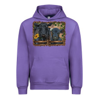 Tulip western black angus cattle and calf with leopard Urban Hoodie - RanaPortraitStore
