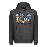 Charcoal Heather tis' the season volleyball coffee cups Premium Hoodie - Zillion Design Studio