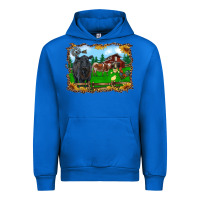 Cobalt western barnyard black angus cattle longhorn rooster and chicks Urban Hoodie - RanaPortraitStore
