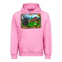 Fuchsia Pink western barnyard black angus cattle longhorn rooster and chicks Urban Hoodie - RanaPortraitStore