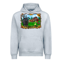 Heather Grey western barnyard black angus cattle longhorn rooster and chicks Urban Hoodie - RanaPortraitStore