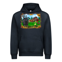 Navy western barnyard black angus cattle longhorn rooster and chicks Urban Hoodie - RanaPortraitStore