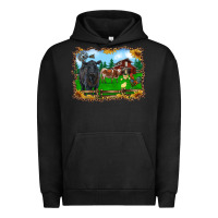 Pigment Black western barnyard black angus cattle longhorn rooster and chicks Urban Hoodie - RanaPortraitStore