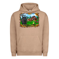 Pigment Burro western barnyard black angus cattle longhorn rooster and chicks Urban Hoodie - RanaPortraitStore