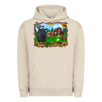 Pigment French Oak western barnyard black angus cattle longhorn rooster and chicks Urban Hoodie - RanaPortraitStore