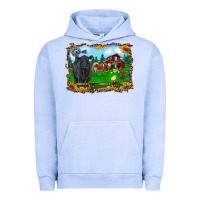 Pigment Grape Ice western barnyard black angus cattle longhorn rooster and chicks Urban Hoodie - RanaPortraitStore
