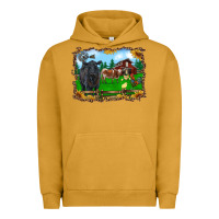 Pigment Peanut Butter western barnyard black angus cattle longhorn rooster and chicks Urban Hoodie - RanaPortraitStore