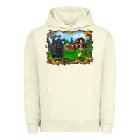 Pigment Pistachio western barnyard black angus cattle longhorn rooster and chicks Urban Hoodie - RanaPortraitStore