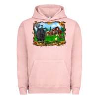 Pigment Salmon western barnyard black angus cattle longhorn rooster and chicks Urban Hoodie - RanaPortraitStore