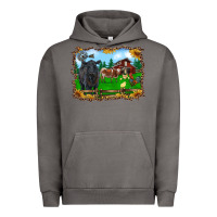 Pigment Tornado western barnyard black angus cattle longhorn rooster and chicks Urban Hoodie - RanaPortraitStore