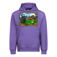 Tulip western barnyard black angus cattle longhorn rooster and chicks Urban Hoodie - RanaPortraitStore