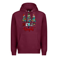 Burgundy western trees merry and bright christmas Premium Hoodie - RanaPortraitStore