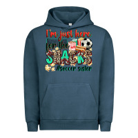 Pigment Midnight Navy i'm just here for the snacks #soccer sister Urban Hoodie - Zillion Design Studio