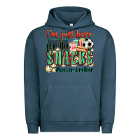 Pigment Midnight Navy i'm just here for the snacks #soccer  brother Urban Hoodie - Zillion Design Studio