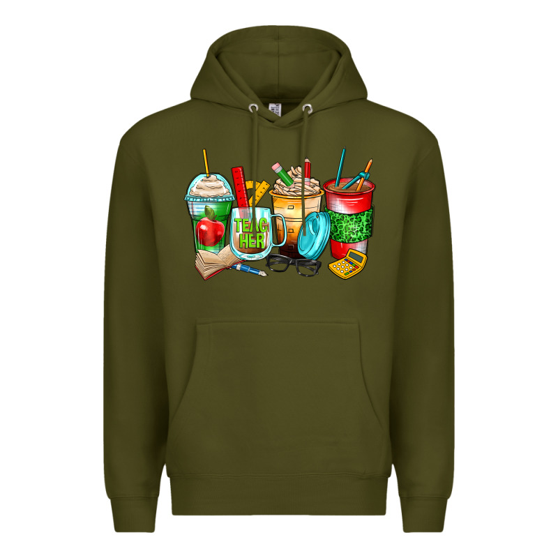 Teacher Coffee Cups Premium Hoodie by Zillion Design Studio | Teevron
