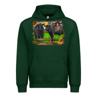 Forest Green black angus cattle and bull in barnyard Urban Hoodie - RanaPortraitStore