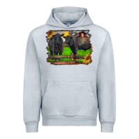 Heather Grey black angus cattle and bull in barnyard Urban Hoodie - RanaPortraitStore