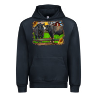Navy black angus cattle and bull in barnyard Urban Hoodie - RanaPortraitStore