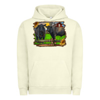 Pigment Pistachio black angus cattle and bull in barnyard Urban Hoodie - RanaPortraitStore
