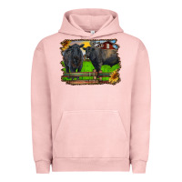 Pigment Salmon black angus cattle and bull in barnyard Urban Hoodie - RanaPortraitStore