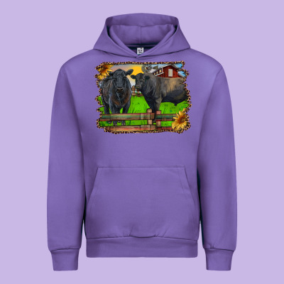 Black Angus Cattle And Bull In Barnyard Urban Hoodie Designed By Ranaportraitstore