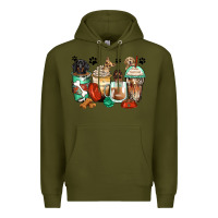 Army Green dog coffee cups Premium Hoodie - Zillion Design Studio