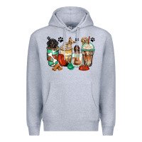 Heather Grey dog coffee cups Premium Hoodie - Zillion Design Studio
