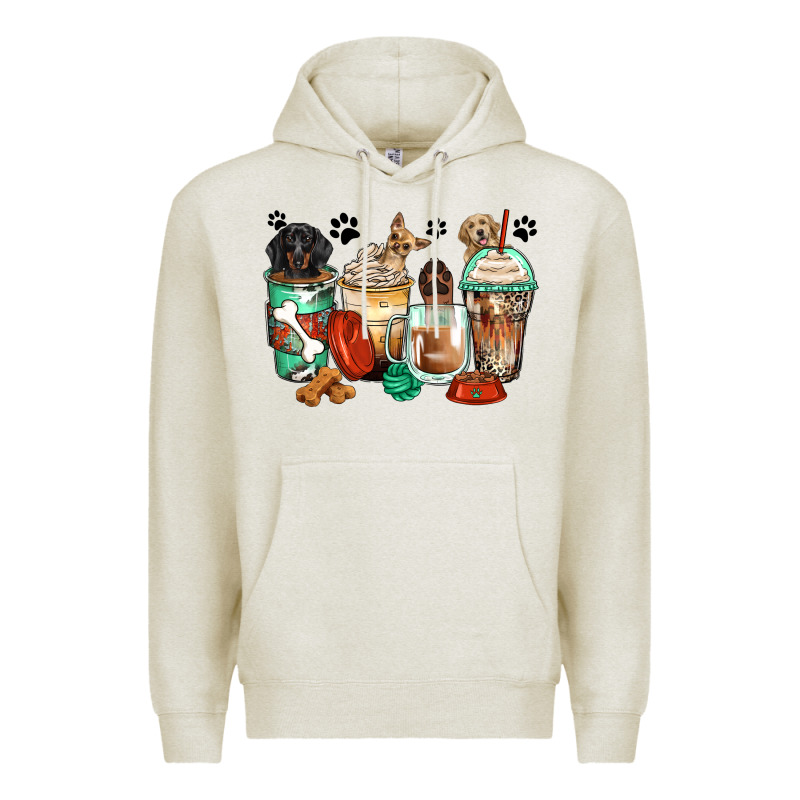 Dog Coffee Cups Premium Hoodie by Zillion Design Studio | Teevron