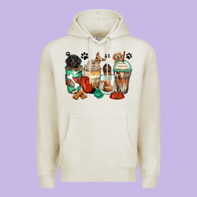 Dog Coffee Cups Premium Hoodie Designed By Zillion Design Studio