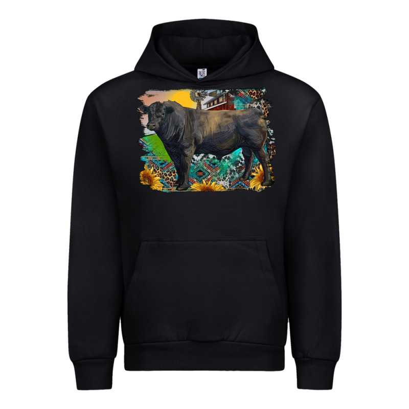 Black Angus Bull With Aztec And Farm Background Urban Hoodie by RanaPortraitStore | Teevron