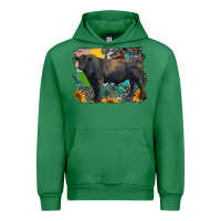 Emerald black angus bull with aztec and farm background Urban Hoodie - RanaPortraitStore