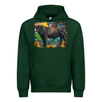 Forest Green black angus bull with aztec and farm background Urban Hoodie - RanaPortraitStore