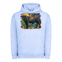 Pigment Grape Ice black angus bull with aztec and farm background Urban Hoodie - RanaPortraitStore