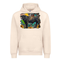 Sandshell black angus bull with aztec and farm background Urban Hoodie - RanaPortraitStore