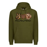 Army Green peace love cockapoo Premium Hoodie - RanaPortraitStore