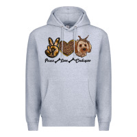 Heather Grey peace love cockapoo Premium Hoodie - RanaPortraitStore