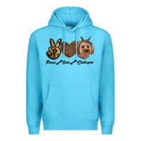 Ocean Blue peace love cockapoo Premium Hoodie - RanaPortraitStore